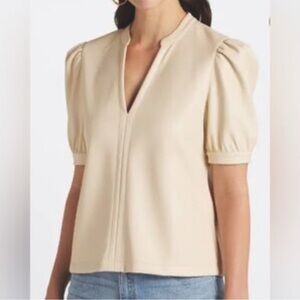 Steve Madden Jane Faux Leather top in Bone
